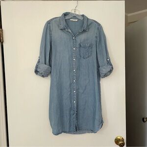 Denim beach lounge long button up dress